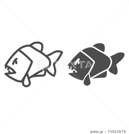 Fish line and solid icon, ocean concept, little sea fish sign on white  background, fish silhouette icon in outline style for mobile concept and  web design. Vector graphics., Stock vector