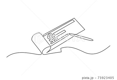 BANK CHECK, bank cheque. Continuous one line drawing. 73923405