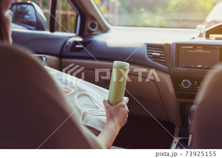 Hand women holding plastic reusable drink a cup,Environmental friendly,Healthy green,Zero waste,Conscious lifestyle concept 73925155