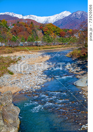 与謝野晶子歌碑公園　笹笛橋より　谷川岳　利根川　秋の景色　みなかみ町　　　 73926066