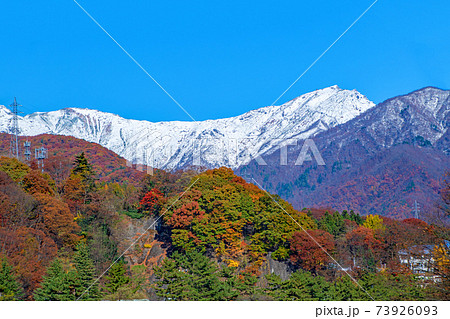 与謝野晶子歌碑公園　笹笛橋より　谷川岳　秋の景色　みなかみ町　　　 73926093