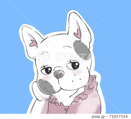 パイド柄のフレンチブルドックのイラストのイラスト素材 パイド柄のフレンチブルドックのイラストのイラスト素材