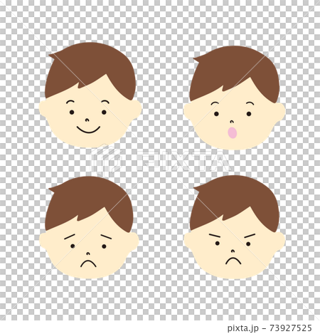 男の子のいろいろな表情のイラストセットのイラスト素材