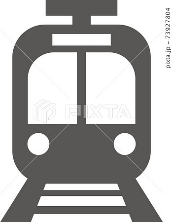 電車のシンプルなアイコン 黒色 正面 のイラスト素材