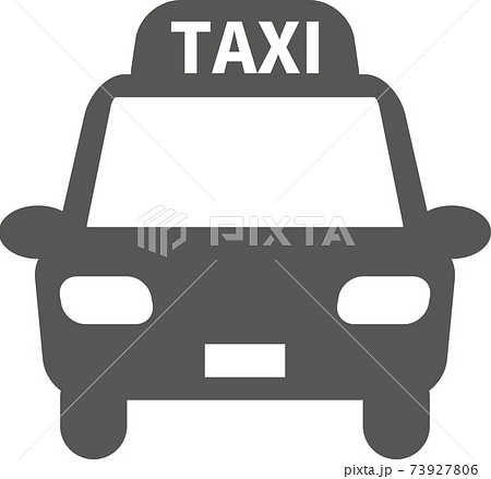 タクシーのシンプルなアイコン 黒色 正面 のイラスト素材