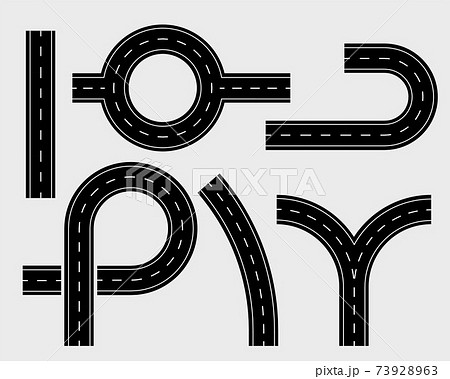 road elements set of tracks and winding curve 73928963