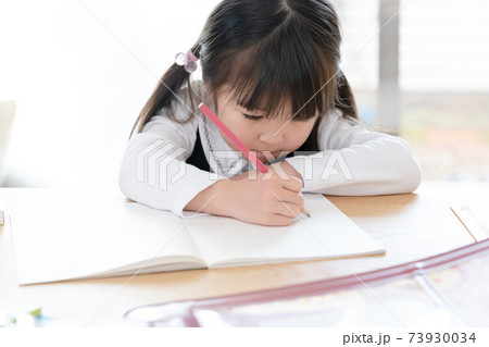勉強する女子小学生 73930034
