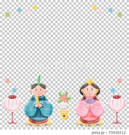 ひな祭りの男雛と女雛手描きイラスト ひな祭りの男雛と女雛手描きイラスト 73930212