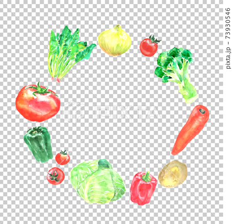 水彩で描いた野菜のフレームのイラスト素材