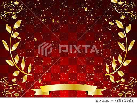 月桂樹 クラウンフレーム 紙吹雪 チェッカー背景 月桂樹 クラウンフレーム 紙吹雪 チェッカー背景 73931938