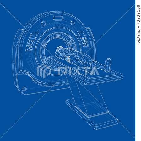 MRI machine scanning patient inside. Vector MRI machine scanning patient inside. Vector 73932138