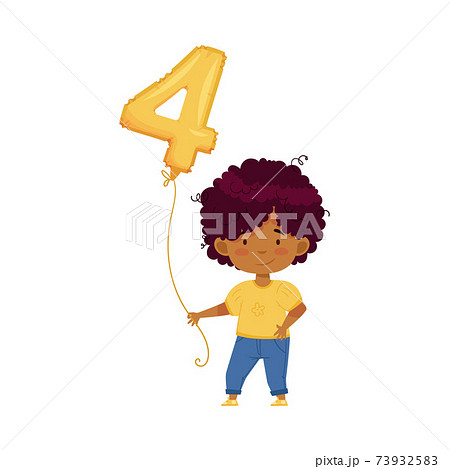 Cute African American Girl Holding Golden のイラスト素材