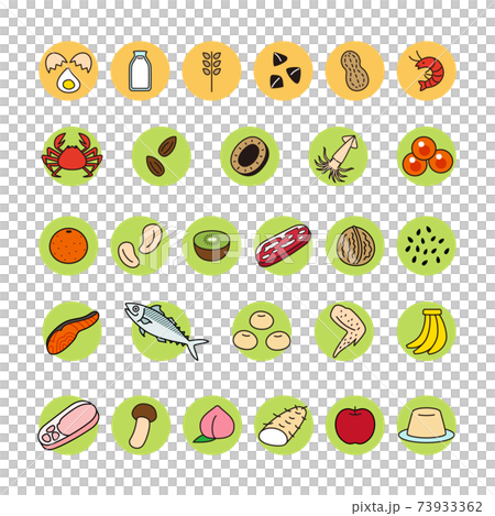 28 items such as food allergies, specific raw materials, icons, colorful set 28 items such as food allergies, specific raw materials, icons, colorful set 73933362