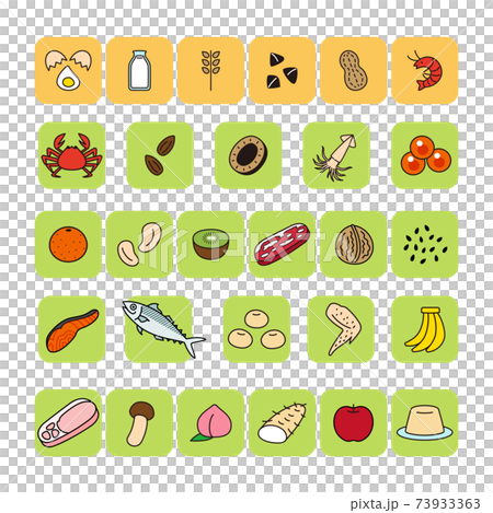 28 items such as food allergies, specific raw materials, icons, colorful set 73933363