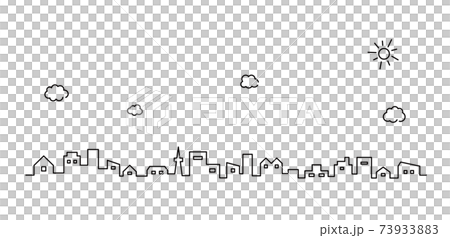 街並みのイラスト シンプル 空 線 背景 おしゃれ アイコン 町 ビル 風景 都会のイラスト素材
