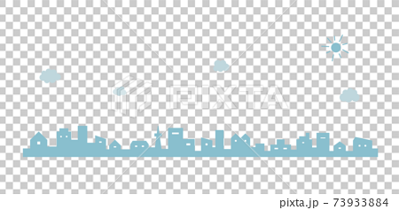 街並みのイラスト シンプル 空 背景 おしゃれ アイコン 町 ビル 風景 都会のイラスト素材