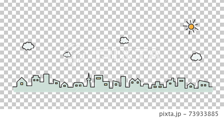 街並みのイラスト シンプル 空 線 背景 おしゃれ アイコン 町 ビル 風景 都会のイラスト素材