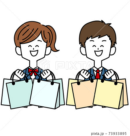 ショッピングを楽しむ学生男女 ショッピングを楽しむ学生男女 73933895