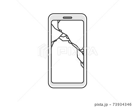 液晶画面が割れたスマートフォンのイラストのイラスト素材