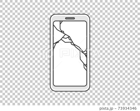 液晶画面が割れたスマートフォンのイラスト 液晶画面が割れたスマートフォンのイラスト 73934346