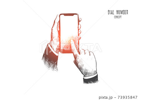 Dial number concept. Hand drawn isolated vector. Dial number concept. Hand drawn isolated vector. 73935847