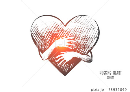 Hugging heart concept. Hand drawn isolated vector. 73935849