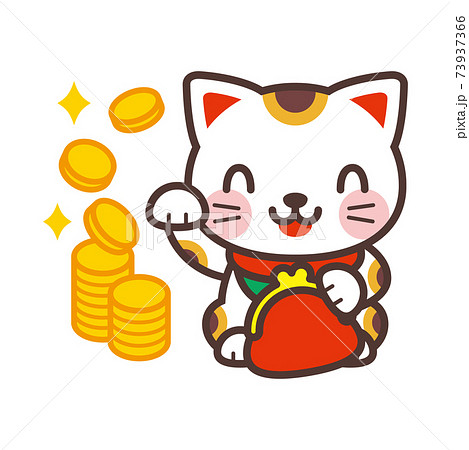 財布を持つ招き猫とコイン 財布を持つ招き猫とコイン 73937366