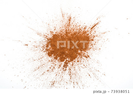 Pile cocoa powder on white background Pile cocoa powder on white background 73938051