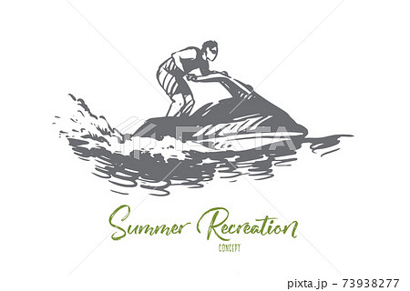 Sea, summer, water, hydro cycle, activity concept. Hand drawn isolated vector. 73938277
