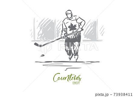 Canada, hockey, symbol, country, sport concept. Hand drawn isolated vector. 73938411