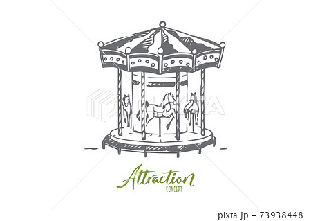 Attraction, carousel, fun, entertainment, park concept. Hand drawn isolated vector. Attraction, carousel, fun, entertainment, park concept. Hand drawn isolated vector. 73938448