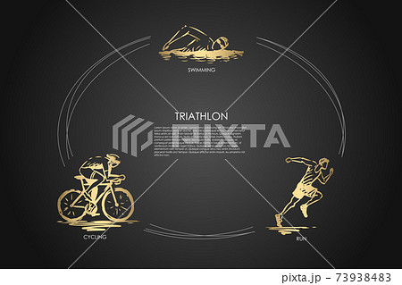 Triathlon Swimming Cycling Run Vector ã®ã‚¤ãƒ©ã‚¹ãƒˆç´ æ 73938483 Pixta