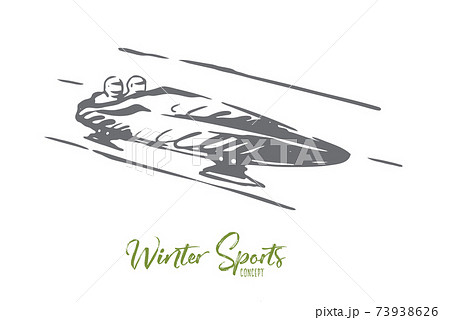 Luge, winter, sport, ice, speed concept. Hand drawn isolated vector. Luge, winter, sport, ice, speed concept. Hand drawn isolated vector. 73938626