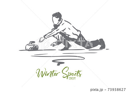 Curling, winter, sport, ice, stone concept. Hand drawn isolated vector. Curling, winter, sport, ice, stone concept. Hand drawn isolated vector. 73938627