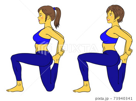 ストレッチをする フィットネスインストラクターの女性のイラスト素材