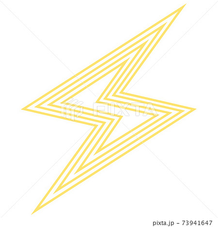 黄色い稲妻のラインイラスト Thunderbolt Line Illustrationのイラスト素材