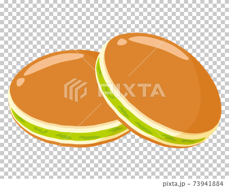 どら焼きのベクターイラスト　和菓子　抹茶味　 73941884