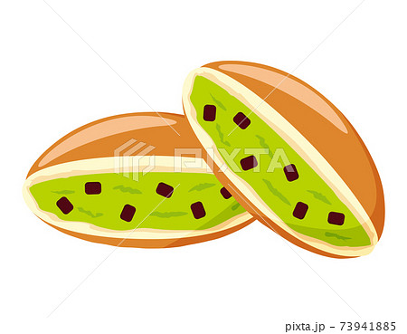 どら焼きのベクターイラスト　和菓子　抹茶味　 73941885