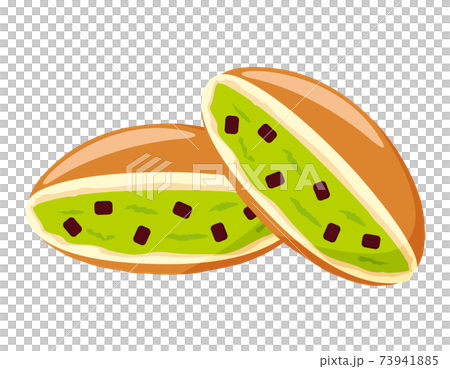 どら焼きのベクターイラスト　和菓子　抹茶味　 73941885