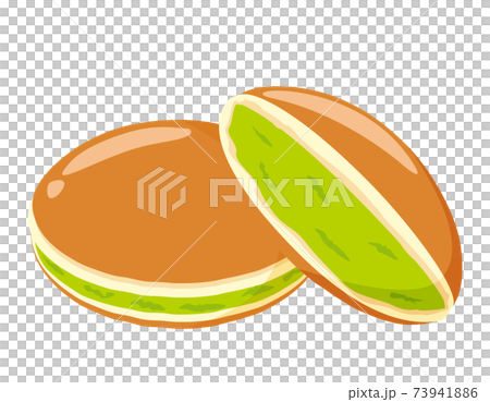 どら焼きのベクターイラスト　和菓子　抹茶味　 73941886