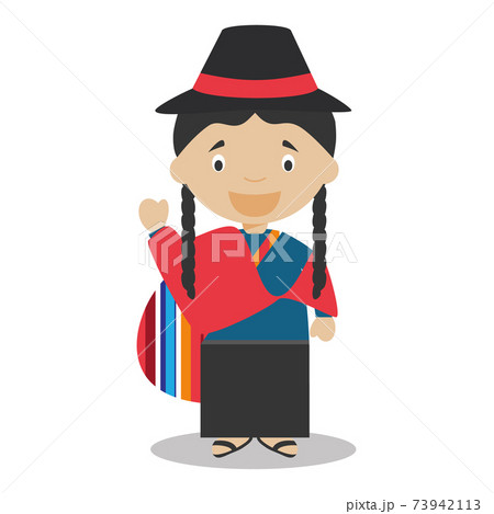 Character from Ecuador dressed in the traditional way Vector Illustration. Kids of the World Collection. Character from Ecuador dressed in the traditional way Vector Illustration. Kids of the World Collection. 73942113