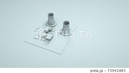 Factory and plant in set collection for design isolated on white background. Monochrome set of manufacturing and enterprise, 3d illustration. 73942865