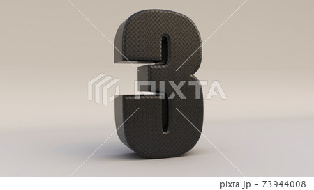 3d Number three icon made of black metal, 3d render illustration. 3d Number three icon made of black metal, 3d render illustration. 73944008