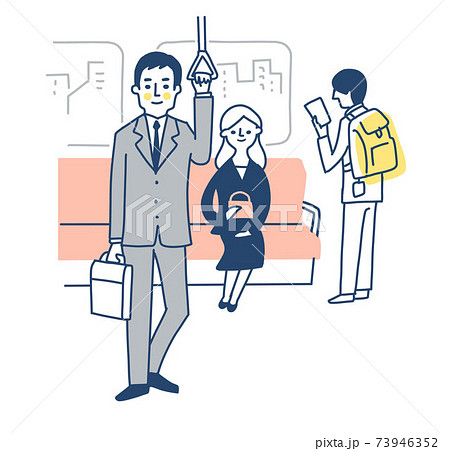 電車の車内と乗客 73946352
