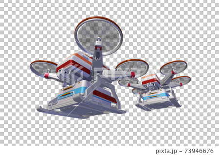ドローン配送(医療ドローン:編隊飛行:透過素材) ドローン配送(医療ドローン:編隊飛行:透過素材) 73946676