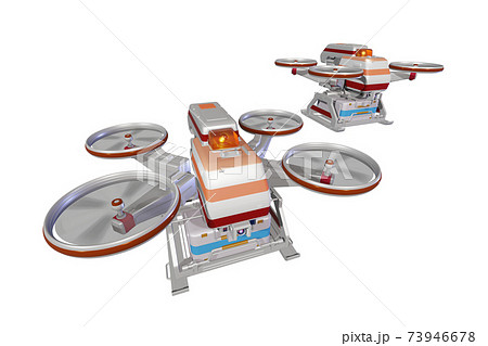 ドローン配送(医療ドローン:編隊飛行:透過素材) ドローン配送(医療ドローン:編隊飛行:透過素材) 73946678