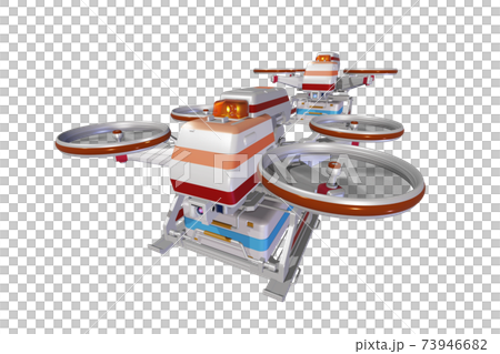 ドローン配送(医療ドローン:編隊飛行:透過素材) ドローン配送(医療ドローン:編隊飛行:透過素材) 73946682
