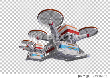 ドローン配送（医療ドローン：編隊飛行：透過素材） 73946684