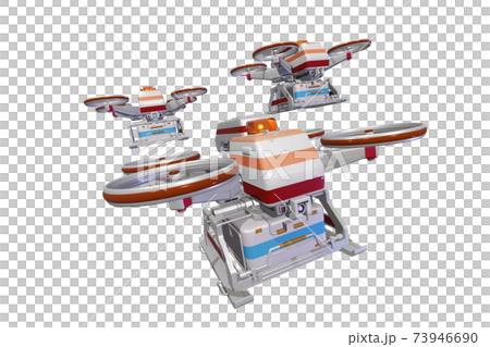ドローン配送(医療ドローン:編隊飛行:透過素材) ドローン配送(医療ドローン:編隊飛行:透過素材) 73946690