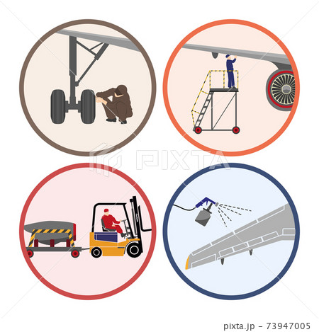 Mechanic repairing airplane. Repair and maintenance of aircraft. Plane service 73947005